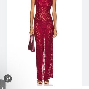 Iris Lace Dress in Red